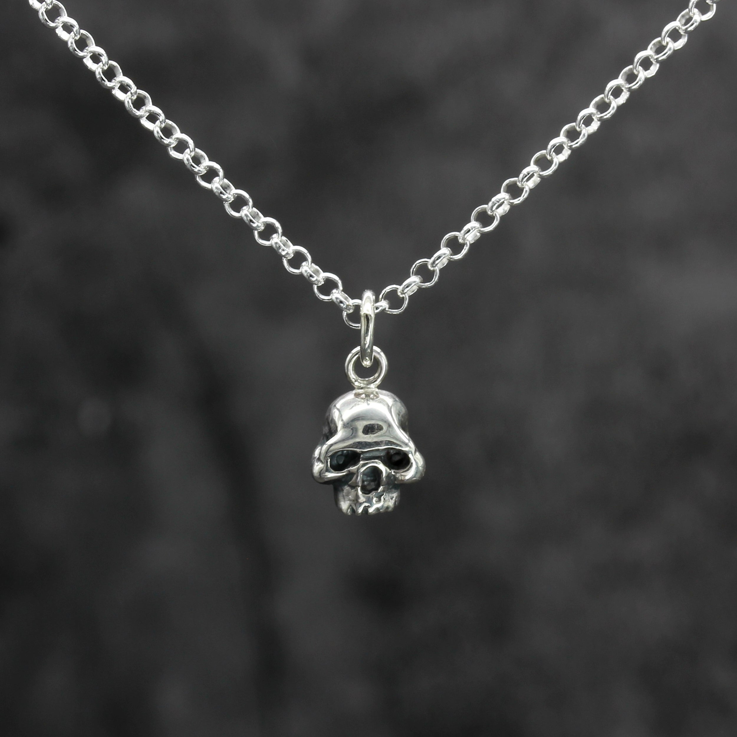 Tiny Silver Skull Necklace