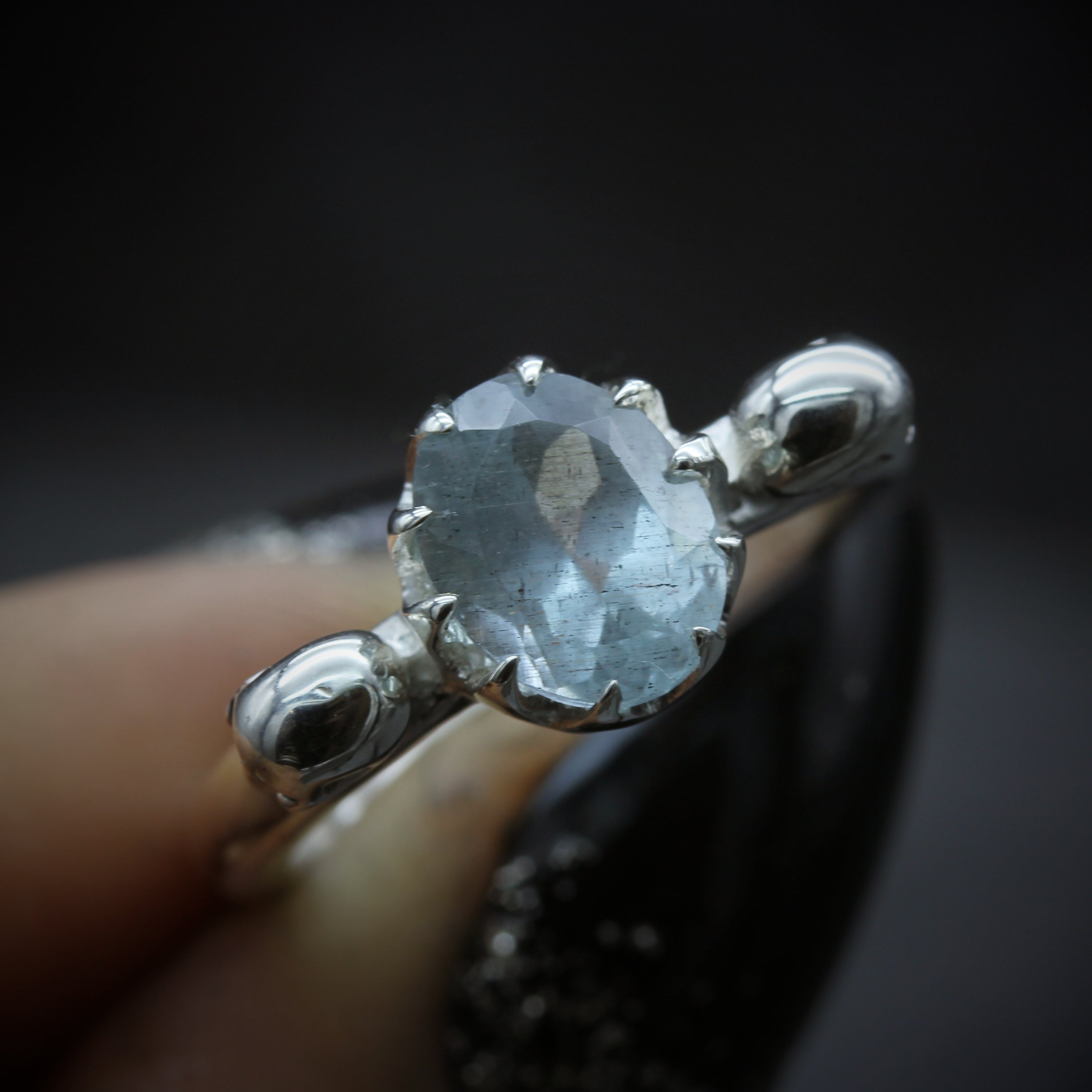 Aquamarine Skull Engagement Ring