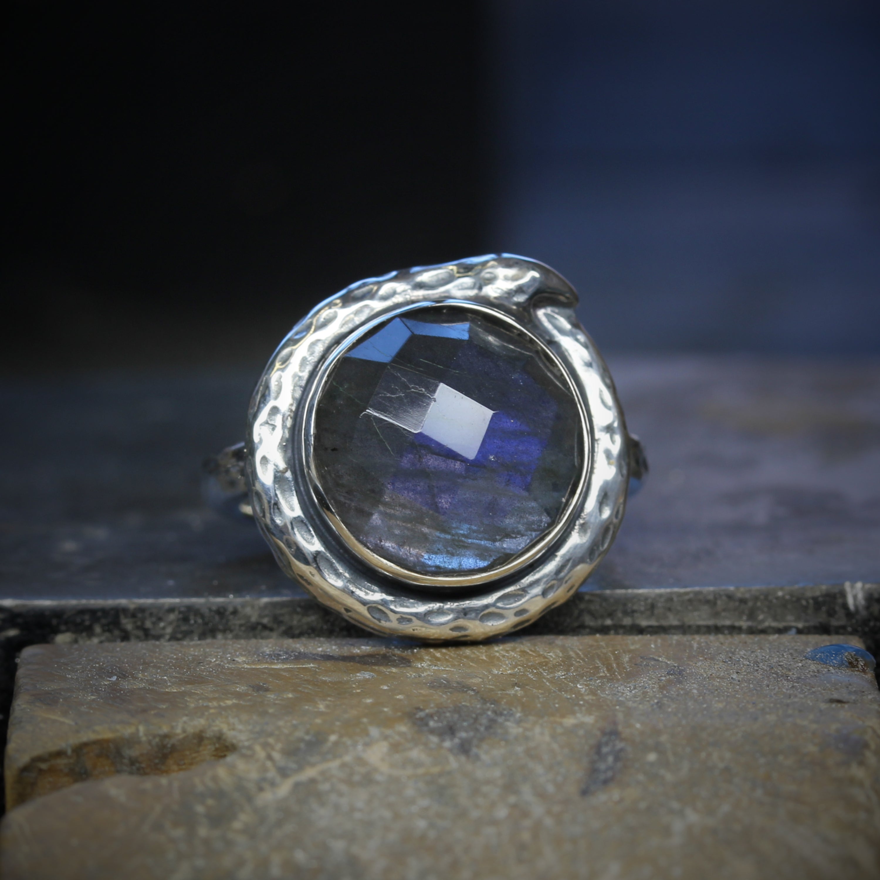 Labradorite Ouroboros Snake Ring