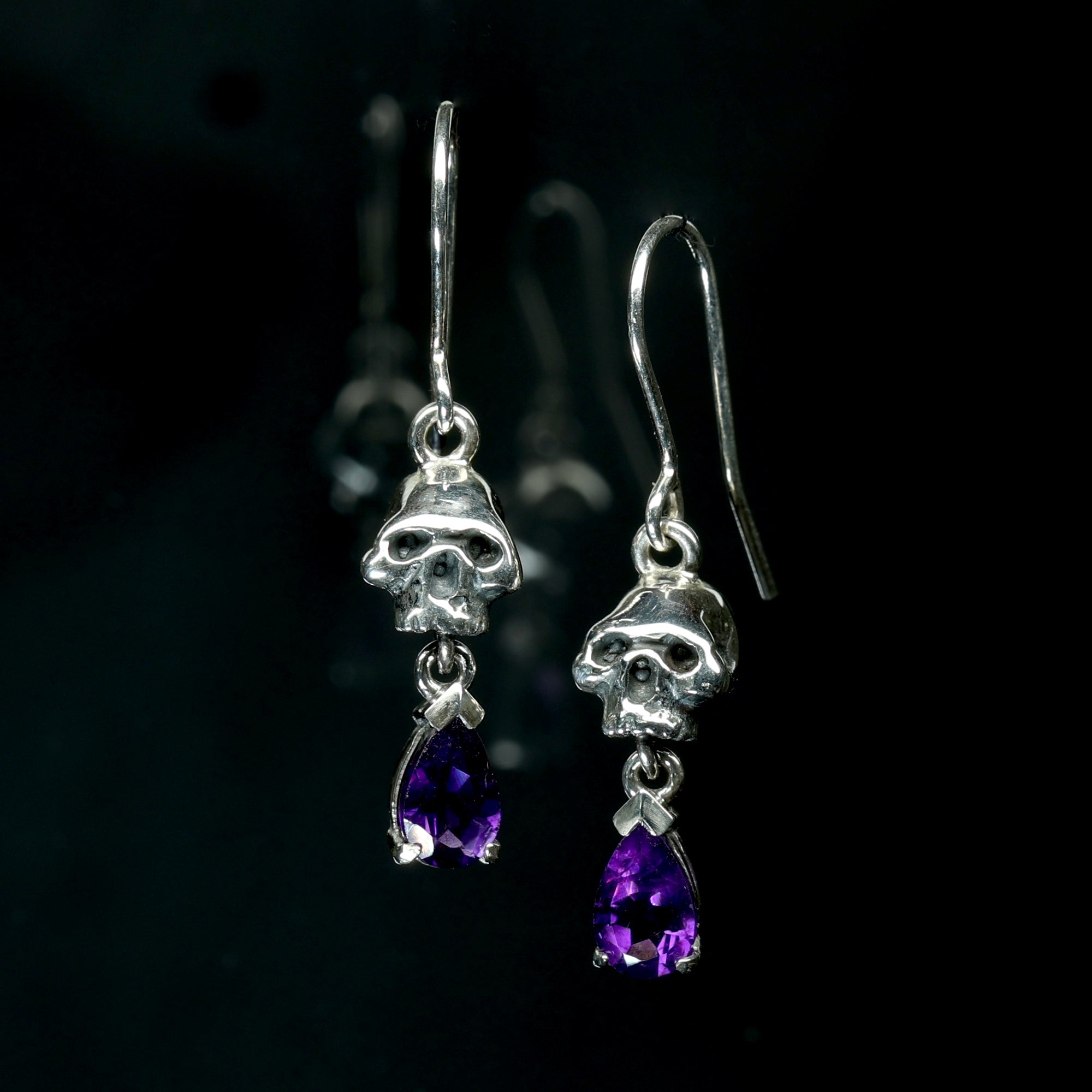Amethyst Skull Earrings