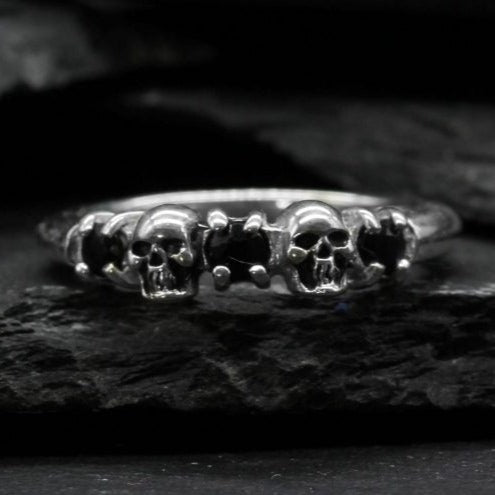 Skull Ring Black Sapphire