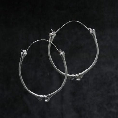 Silver Bone Hoop Earrings