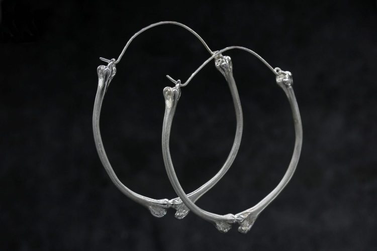 Silver Bone Hoop Earrings