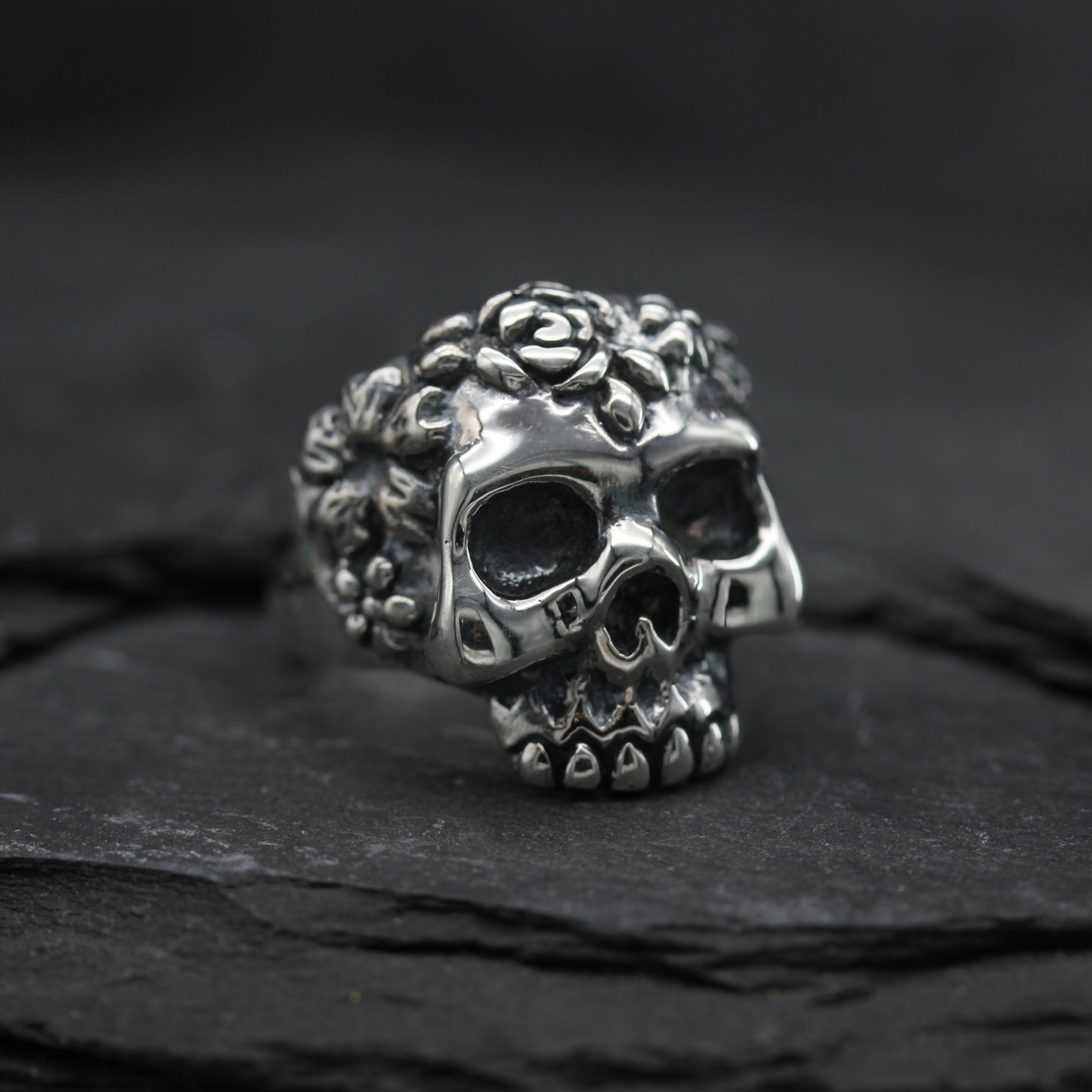 Sterling Silver Star Of David Flames Skull Ring - VVV Jewelry