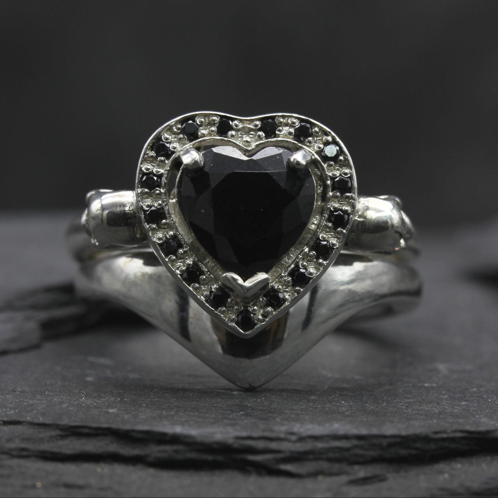 Heart Skull Engagement Ring