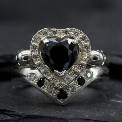 Gothic Engagement and Wedding Ring Set