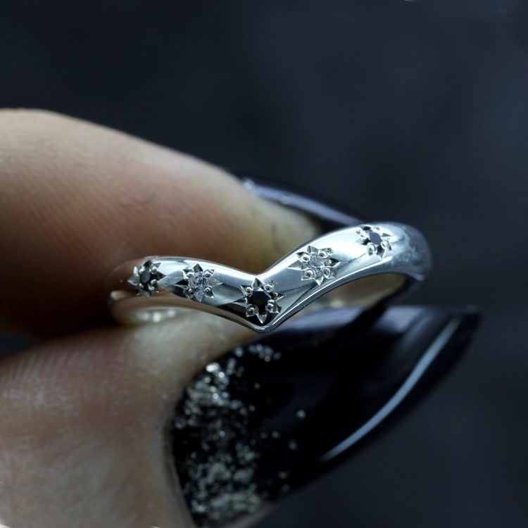 Gothic Star Set Wishbone Ring