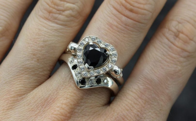 Gothic Engagement and Wedding Ring Set