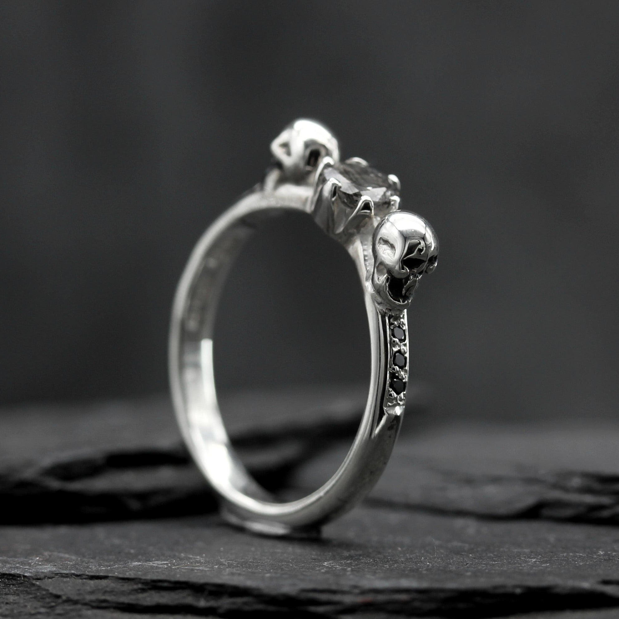 Aphrodite' 1.60ct Paraiba White/Black Gold Skull Engagement Ring